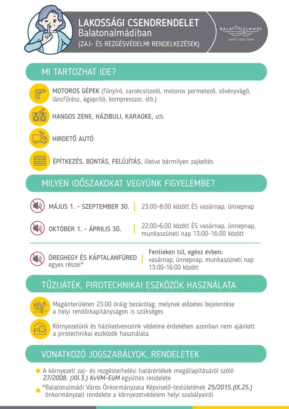 Balatonalmádi lakossági csendrendelet — zaj- és rezgésvédelmi rendelkezések